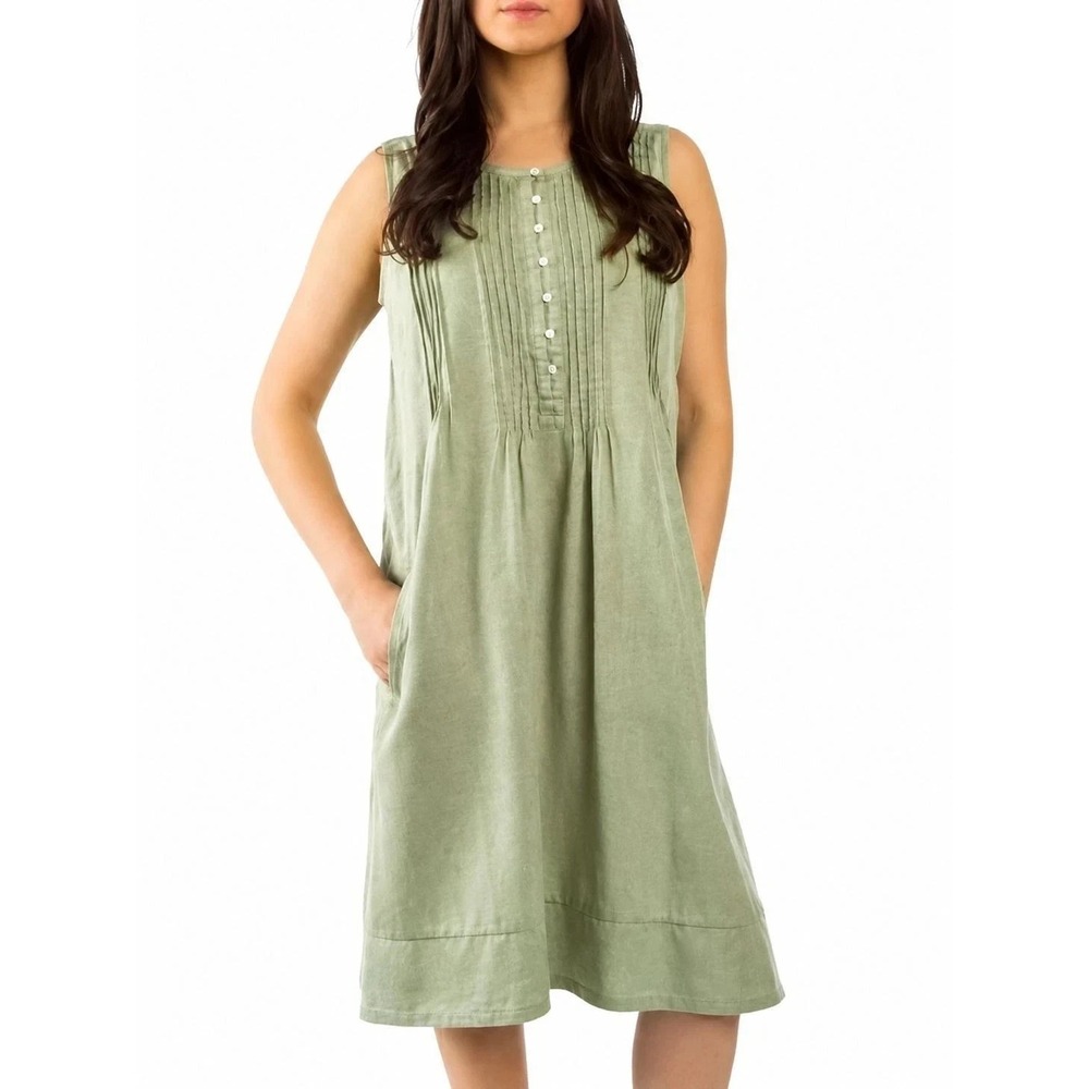 Coldwater Creek Women's Tencel Dress, Green, Size: 2XL